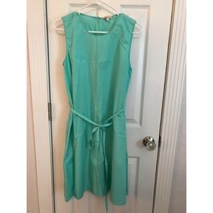 Turquoise sleeveless a line dress